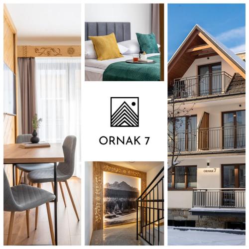 a collage of photos with a hotel room and a hotel at Ornak 7 in Zakopane