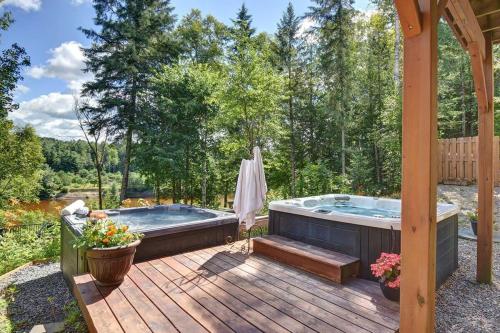 Zahrada ubytování Front RIVER private BEACH 2 HOT TUBS 15 p SAUNA