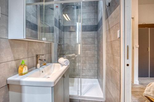 格勒諾布爾的住宿－NewHome - Clinique Mutualiste / Belle Eléctrique，一间带水槽和淋浴的浴室