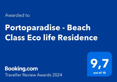 a blue sign with the textgraduate beach class eco life resilience at Portoparadise - Beach Class Eco life Residence in Porto De Galinhas