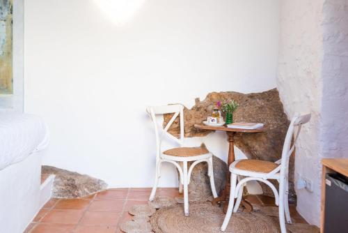 a small table and two chairs in a room at ES CUCONS RURAL HOTEL in San Antonio