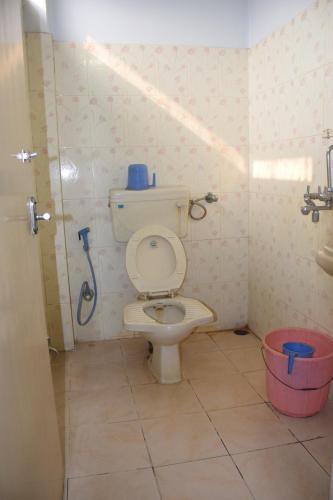 a bathroom with a toilet and a shower at Starline Hotel in Agartala