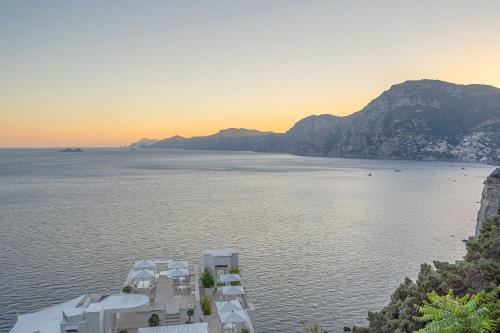 an aerial view of a large body of water at Casa Angelina in Praiano