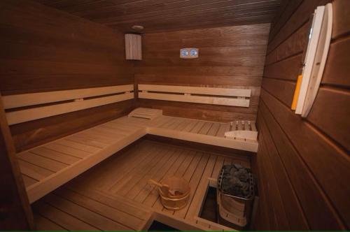 an inside view of a sauna in a cabin at Penzión Daniela in Veľký Meder