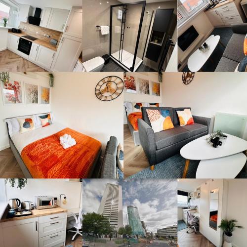 Kuchyň nebo kuchyňský kout v ubytování R2 - Private Room in Modern Shared Apartment, Each with Kitchenette, Central Birmingham