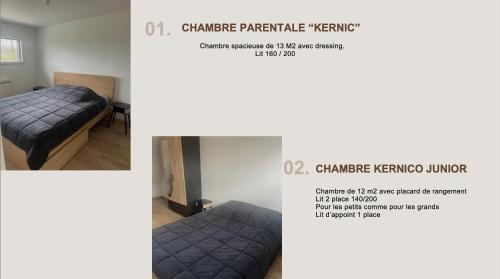 Postel nebo postele na pokoji v ubytování Gîte Kernico