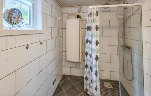 baño con ducha y ventana en Nice Home In Jelsa With Kitchen en Jelsa