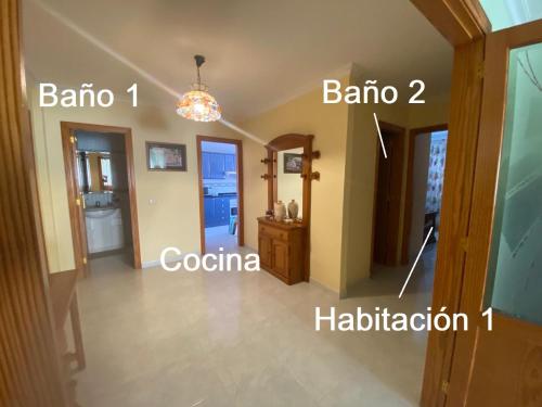 um quarto com os nomes dos quartos de uma casa em Beis House em Las Palmas de Gran Canaria