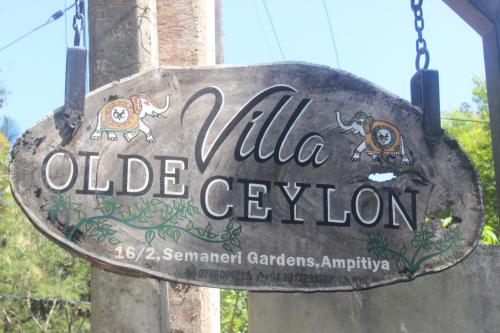 a sign for the olde cevlon sign at Villa Olde Ceylon in Kandy
