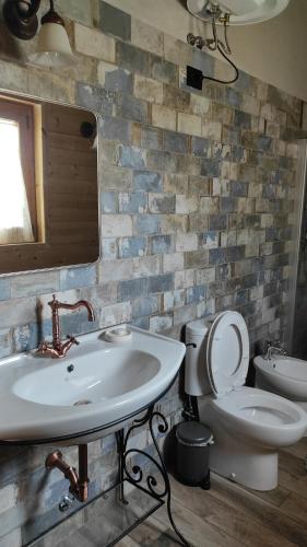 a bathroom with a sink and a toilet at Bosquey Ranch B&B in Alice Castello