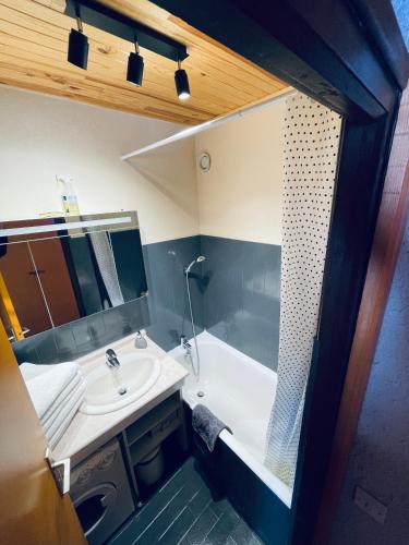 Bilik mandi di Appartement Plein Sud Cosy 6 personnes très bien équipé ,Vue splendide, Terrasse, Spacieux,Bien situé, Randonnées,Ski