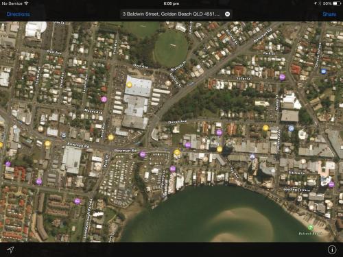 a map of a city with a lake at Golden Beach Motor Inn, Caloundra in Caloundra