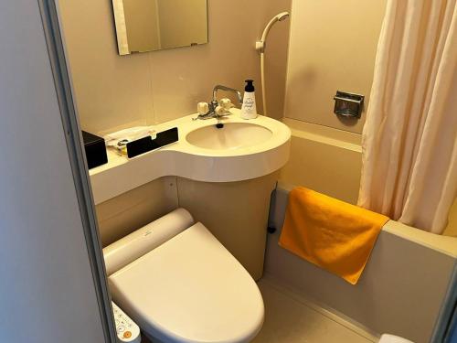 a small bathroom with a sink and a toilet at Hakuba Sun Valley Hotel Annex - Vacation STAY 40560v in Hakuba