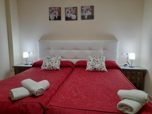 Cama o camas de una habitación en Hostal San Roque