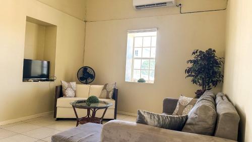 sala de estar con sofá y mesa en Villa Rubia Bonaire en Kralendijk