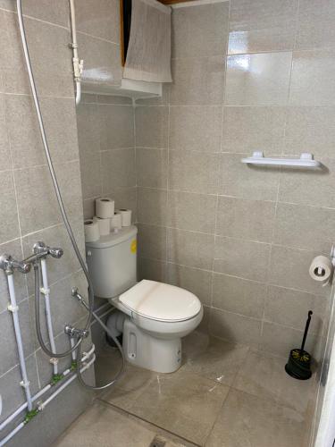 a bathroom with a toilet and a shower at Appartement centre-ville in Tunis