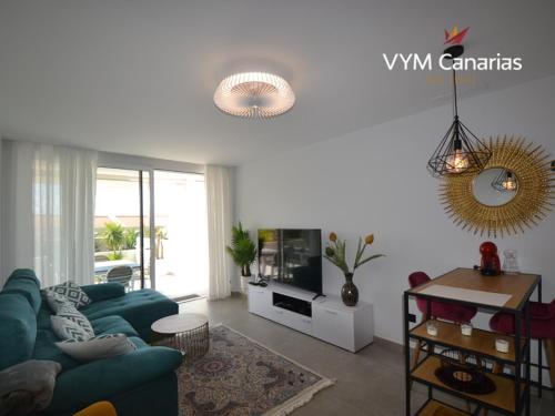 New apartment in Las Terazzas de Costa Adeje. Big terrace with a garden, heated pool and private parking