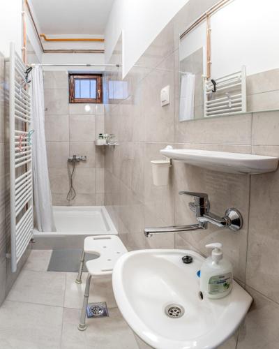 a bathroom with a sink and a bath tub at Apartman Jabuka - free parking in Karlovac