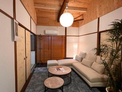 Zona de estar de Old modern house in Nara