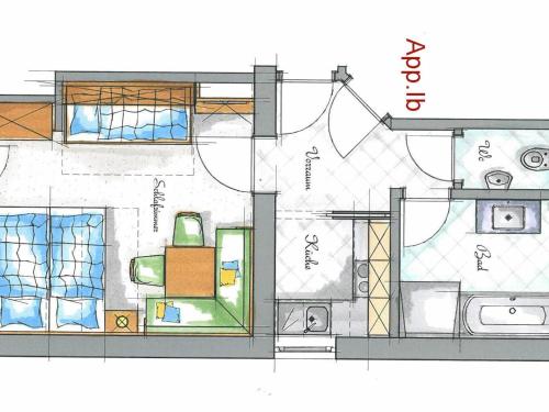 a drawing of a floor plan of a house at Röck IAB in Neukirchen am Großvenediger