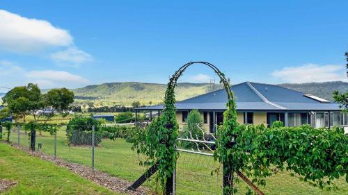 a vineyard in front of a house with a fence at Pebblebrook in Millfield