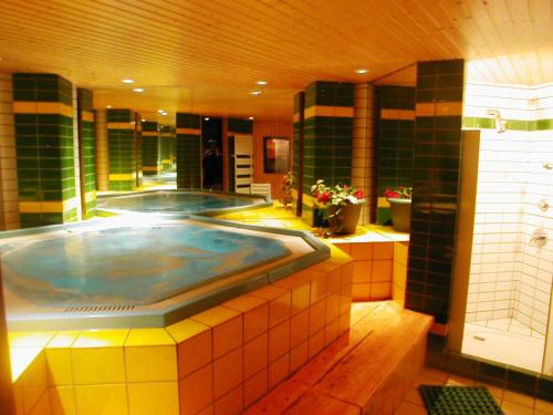 un gran cuarto de baño con jacuzzi en un edificio en La Belle Etoile, en Les Deux Alpes