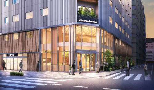 a rendering of a building with people walking in front of it at Mitsui Garden Hotel Ginza Tsukiji in Tokyo