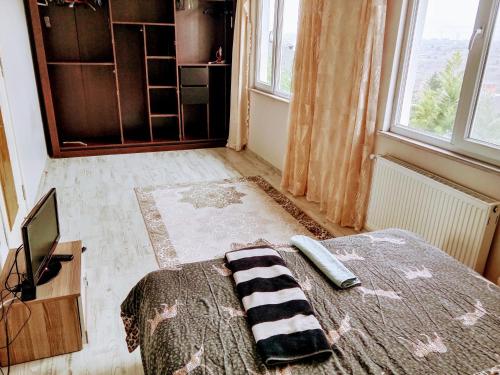 - une chambre avec un lit et une fenêtre dans l'établissement forest villa-2, 5 minutes from Istanbul airport, à Taşoluk