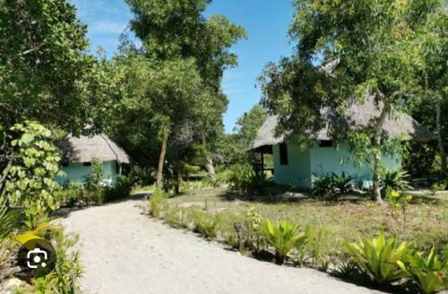 a path leading to a house with a thatched roof at Mangrove Beach Bungalows in Utende