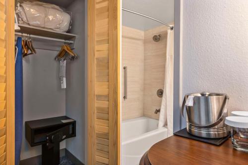 y baño pequeño con ducha y bañera. en DoubleTree by Hilton Tucson-Reid Park, en Tucson