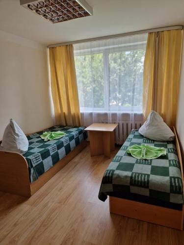 מיטה או מיטות בחדר ב-Kambarių nuoma Žeimelyje