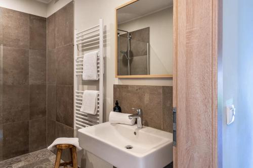 Ένα μπάνιο στο Ferienwohnung Vier