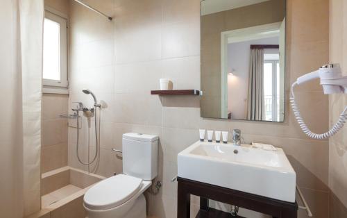 スキロスにあるHydroussa Skyrosのバスルーム(トイレ、洗面台、シャワー付)