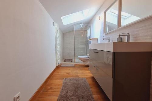 une salle de bain avec un lavabo et des toilettes dans l'établissement COSY BURGUNDY, à Beaune