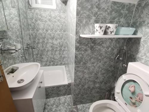 a small bathroom with a toilet and a sink at Ljiljin raj in Bela Zemlja