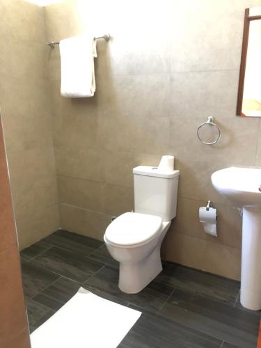 łazienka z toaletą i umywalką w obiekcie Pendeza La Casa w mieście Naivasha