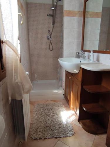 a bathroom with a sink and a toilet and a shower at La Casetta in Porto Santo Stefano