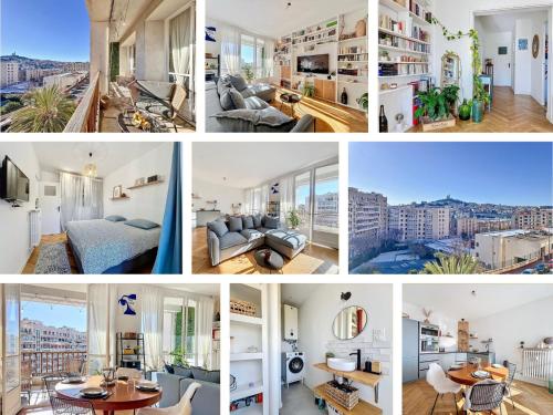 un collage de photos d'un appartement dans l'établissement Appartement avec Balcon - Hyper Central & Lumineux - Les Frères de la Loc', à Marseille