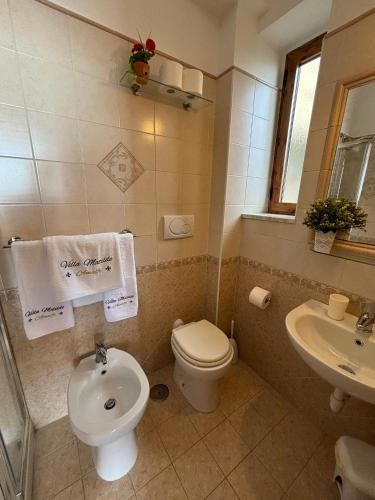 a bathroom with a toilet and a sink at Villa Matilde Amalfi in Amalfi