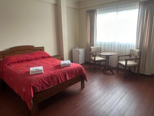 Postel nebo postele na pokoji v ubytování Hotel Oblitas