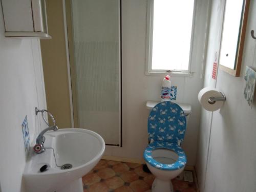 a bathroom with a toilet and a tub and a sink at Arizona Caravan in Camber