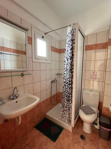 a bathroom with a sink and a toilet at Maria Apts in Istron