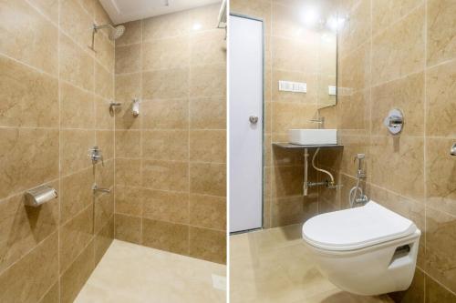 a bathroom with a toilet and a shower at ZARA SHELTER in Mumbai