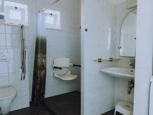 UitgeestにあるHouse by Uitgeestermeer with Gardenのトイレと洗面台付きのバスルーム