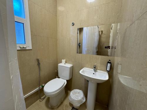 a bathroom with a toilet and a sink at Beautiful 1BHK Near Jumeirah near Metro 3mins walk in Dubai