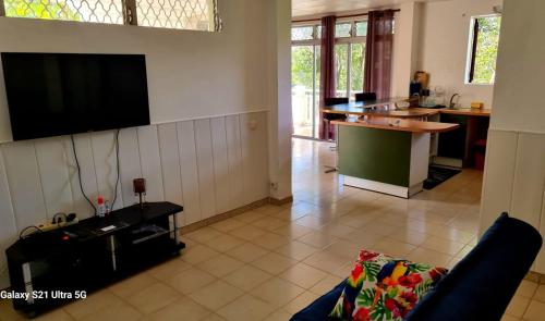 Μια τηλεόραση ή/και κέντρο ψυχαγωγίας στο Appartement spacieux à Fort-de-France - Vue jardin 85 m²
