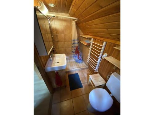 an overhead view of a bathroom with a sink at Modern apartment in Vimmerby in Vimmerby