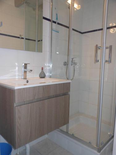 une salle de bain avec une douche, un lavabo et une baignoire dans l'établissement VILLA 3 PCES MEZ 41m2 + TERRASSE 12m2 REF 4027, à Le Castellas