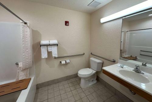 a bathroom with a toilet and a sink at Microtel Inn & Suites Tomah in Tomah