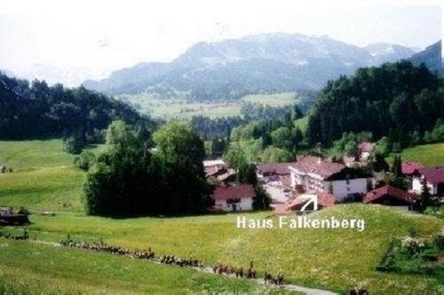 オーベルストドルフにあるFalkenberg-Wohnung-218の山を背景にした緑地の小さな村